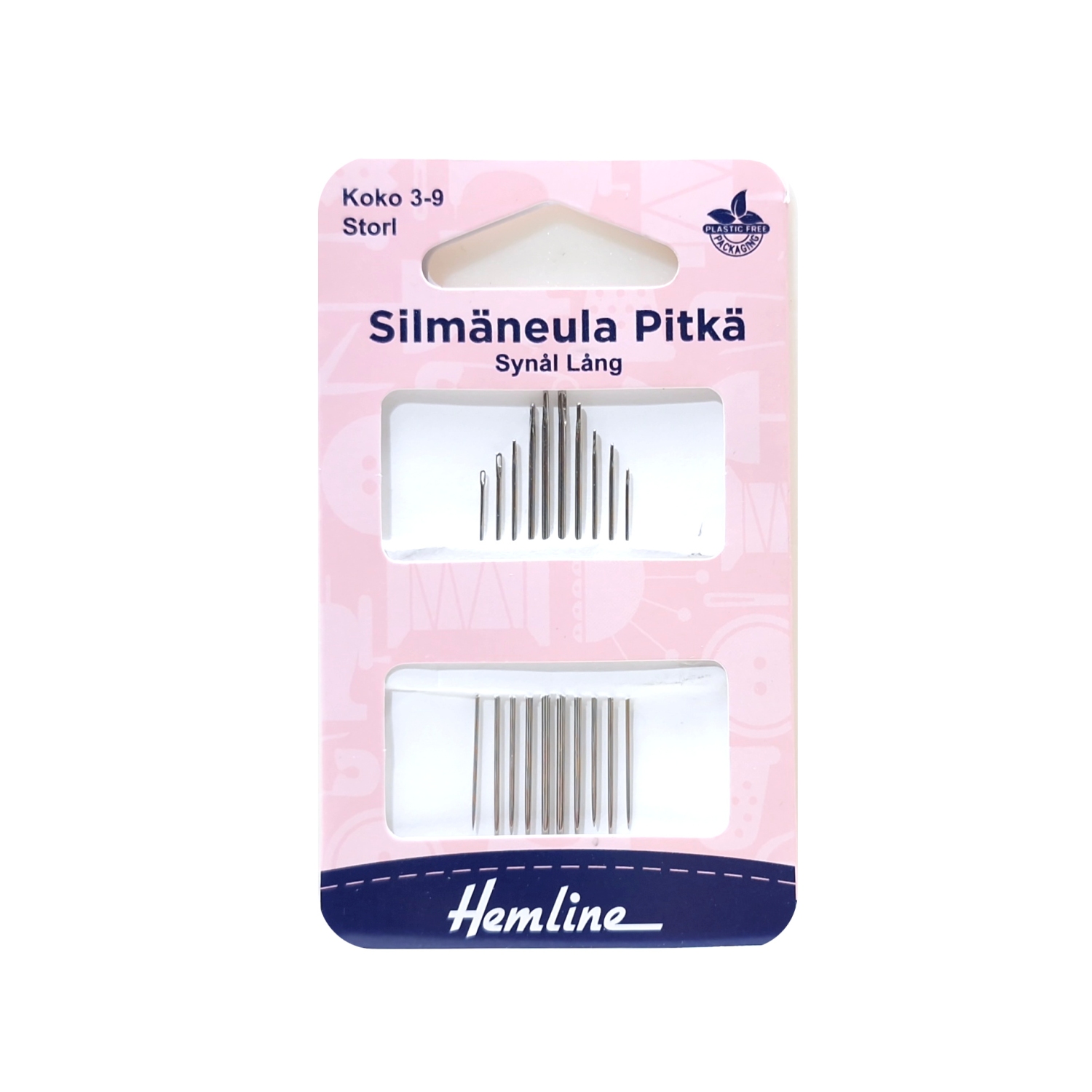 Pitkä silmneula koot 3-9