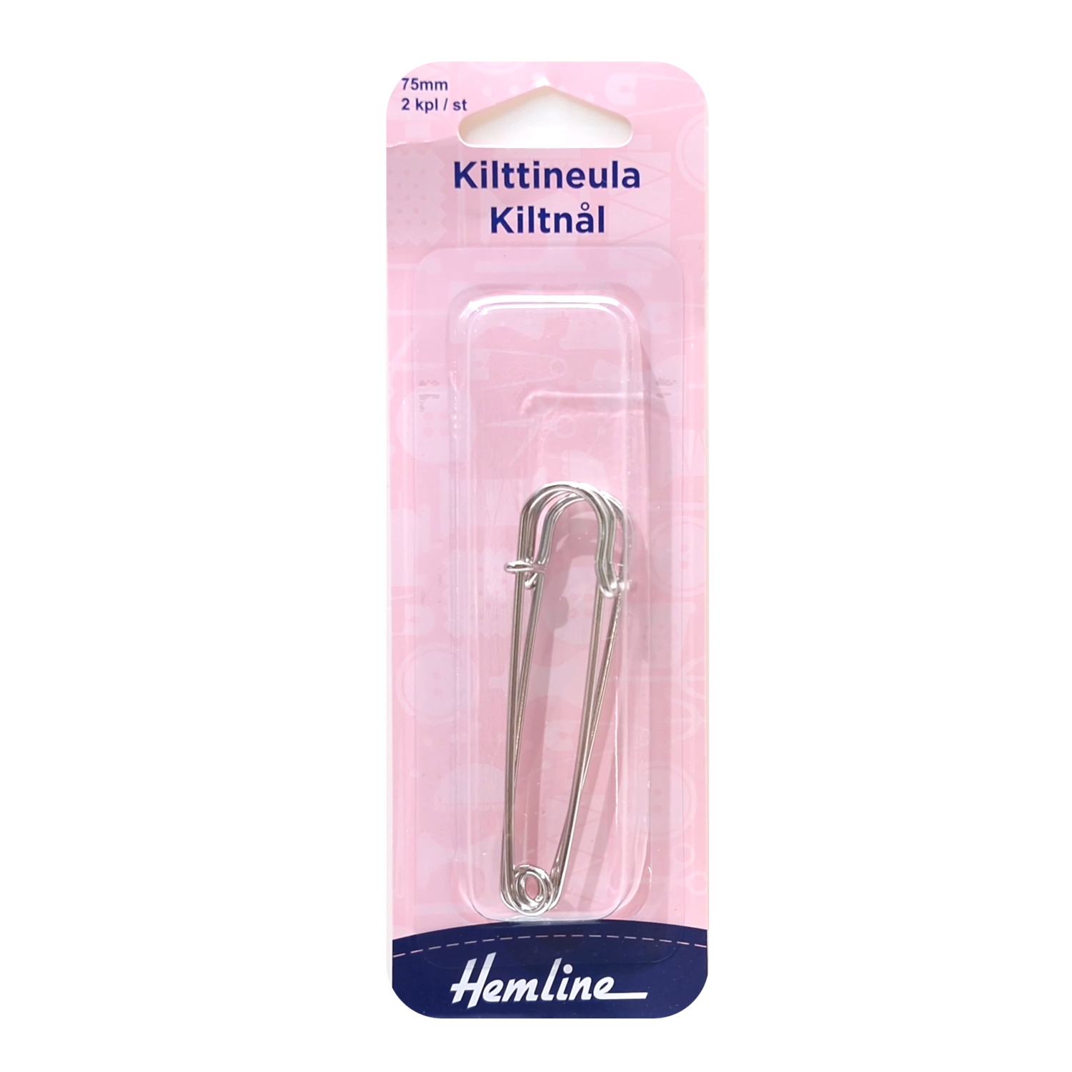 Kilttineula 75mm 2kpl - Hopeansävy