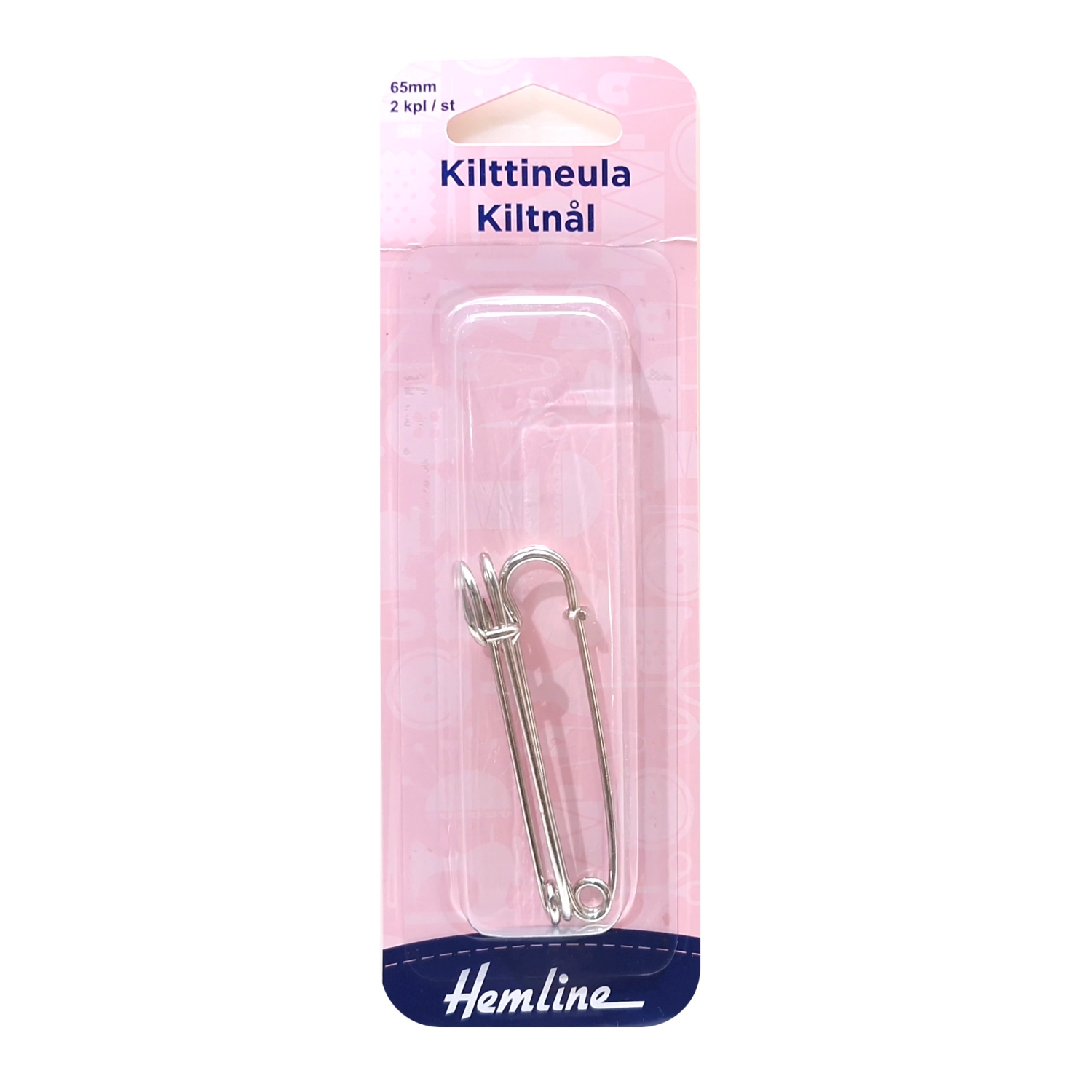 Kilttineula 65mm 2kpl - Hopeansävy