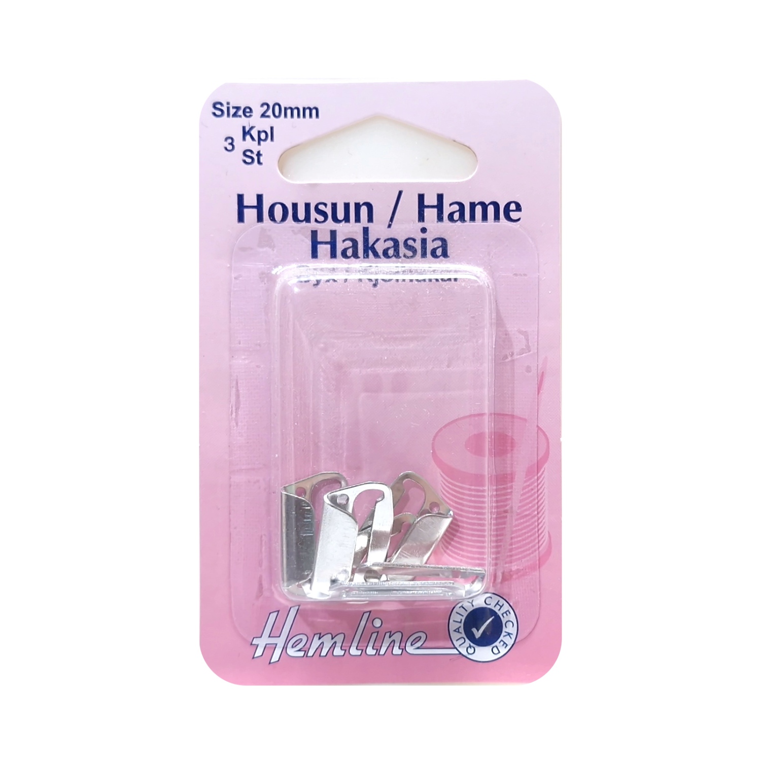 Housun/Hameen hakanen 20mm 3kpl - Hopeansävy