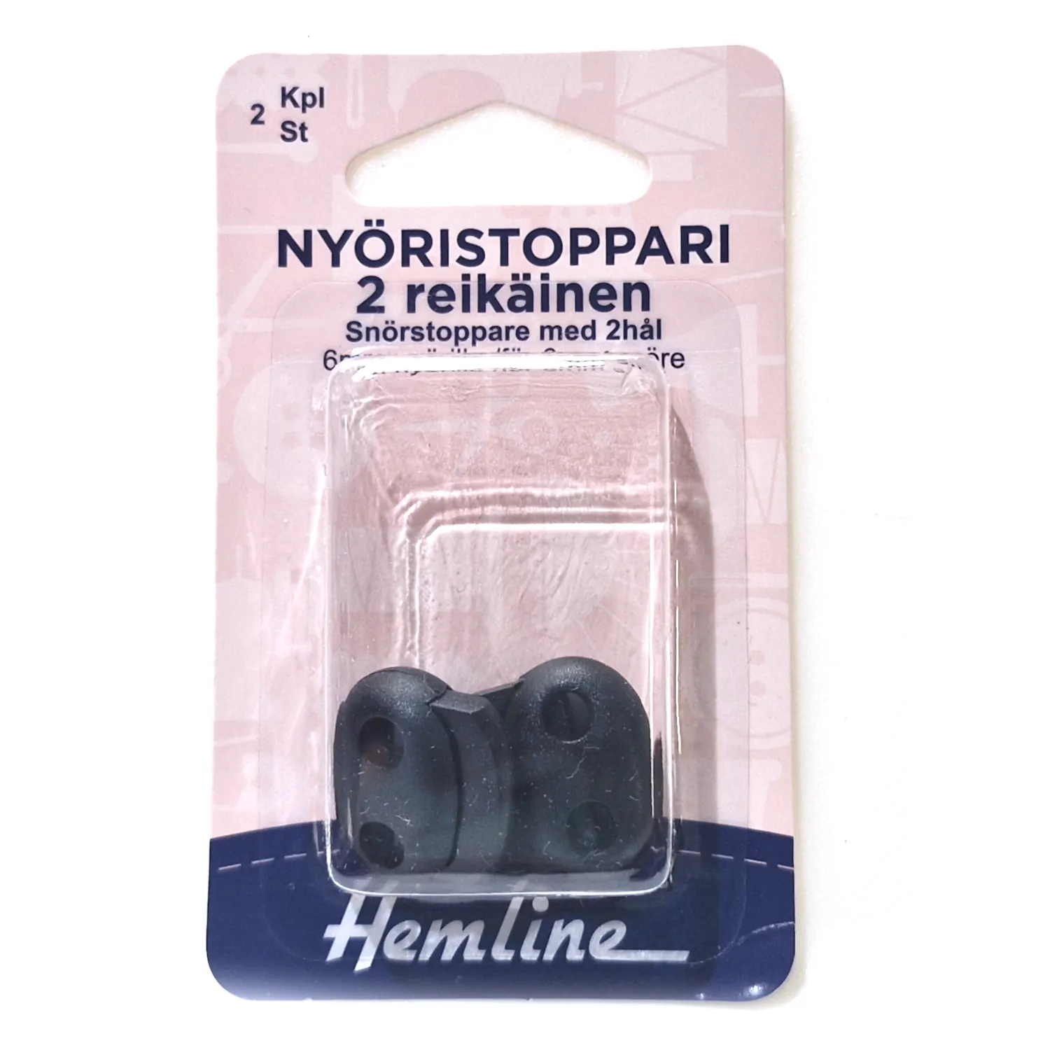 Nyöristoppari 2 reikäinen - Musta
