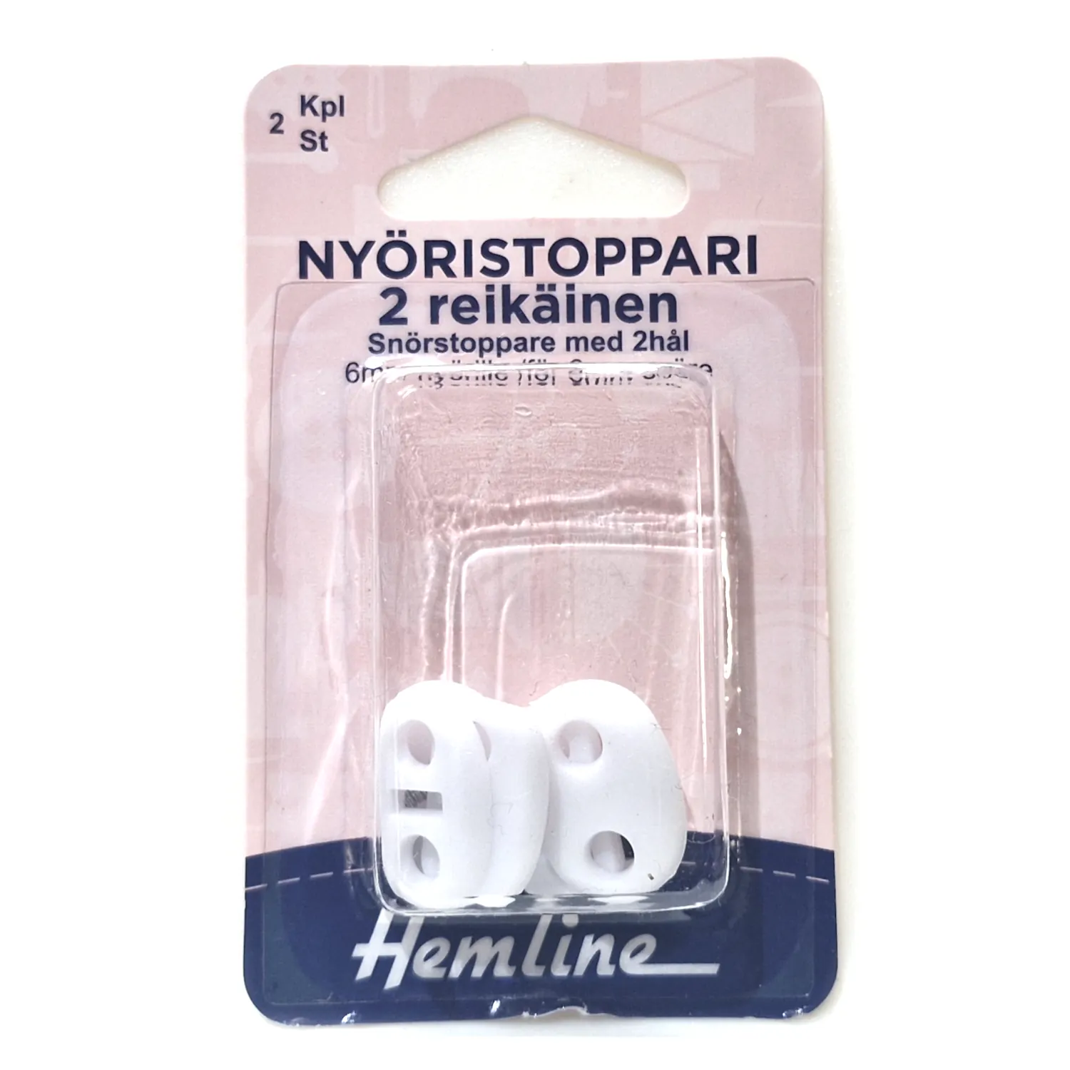 Nyöristoppari 2 reikäinen - Valkoinen