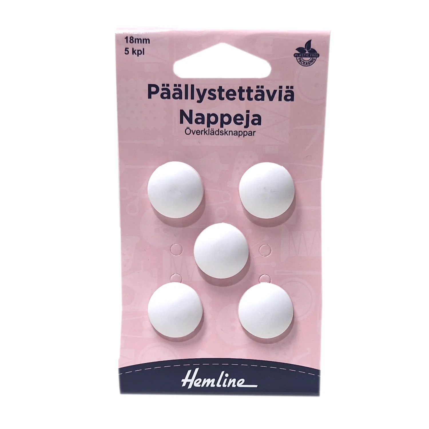 Päällystettävä nappi 18mm - Valkoinen