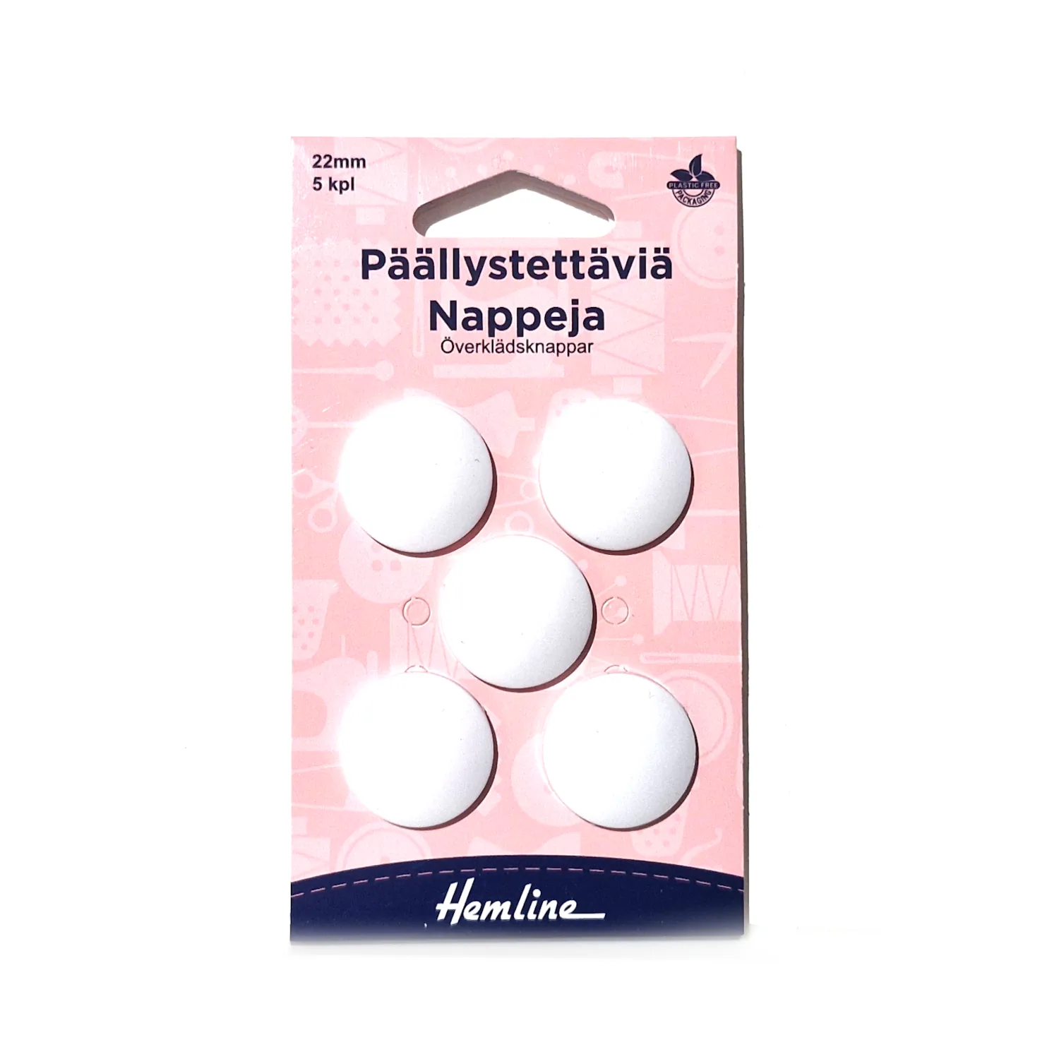 Päällystettävä nappi 22mm - Valkoinen