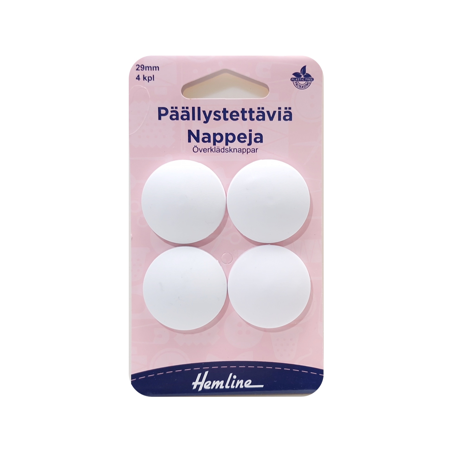 Päällystettävä nappi 29mm - Valkoinen