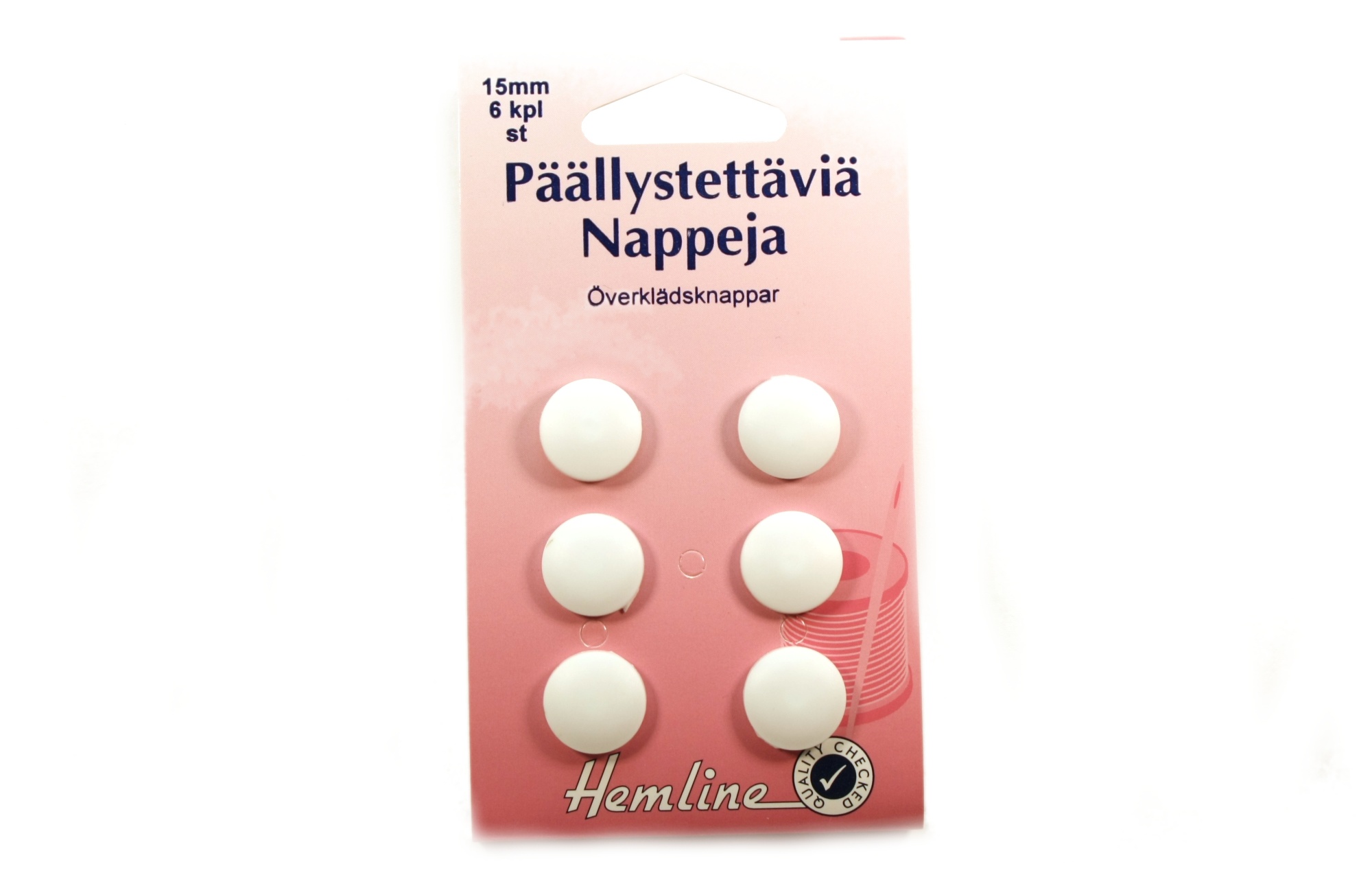 Päällystettävä nappi 15mm - Valkoinen