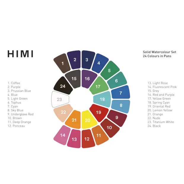 HIMI Akvarellirasia 24 sävyä - Sininen pakkaus - Image 4