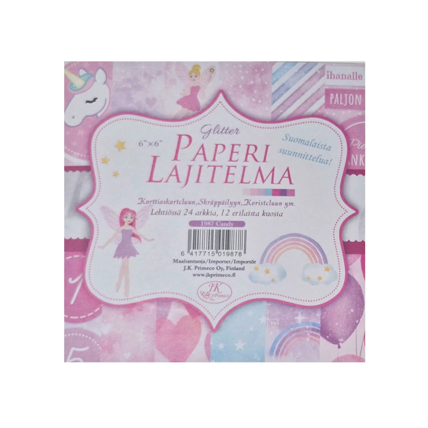 Glitter Paperilajitelma 15x15cm - Candy