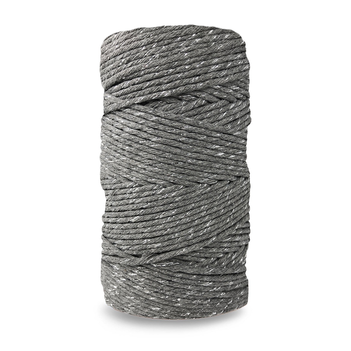 Puuvillanaru 3mm - Hopea/Harmaa