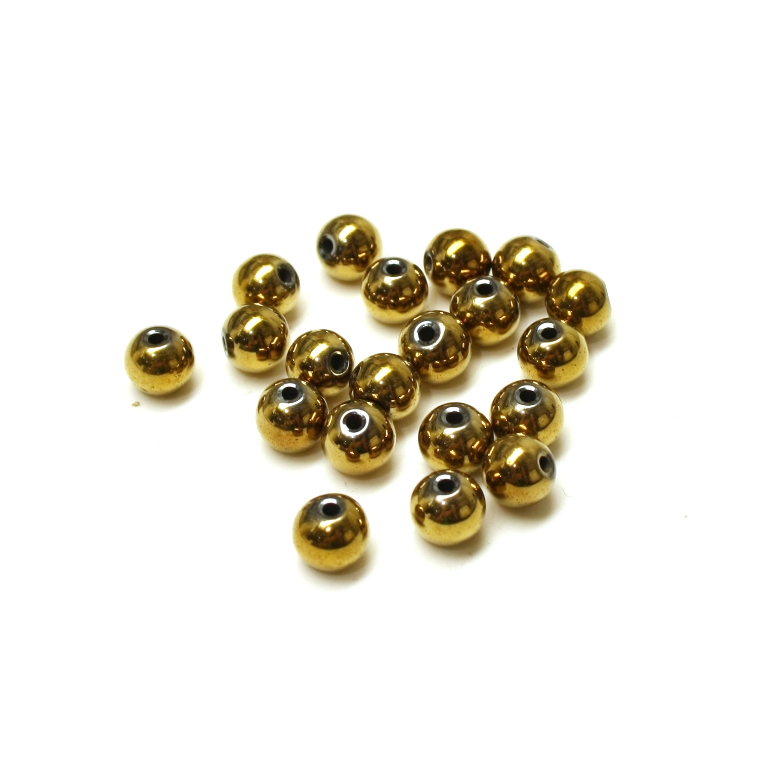 Metallipäällysteinen hematiittihelmi 8mm - Kullansävy