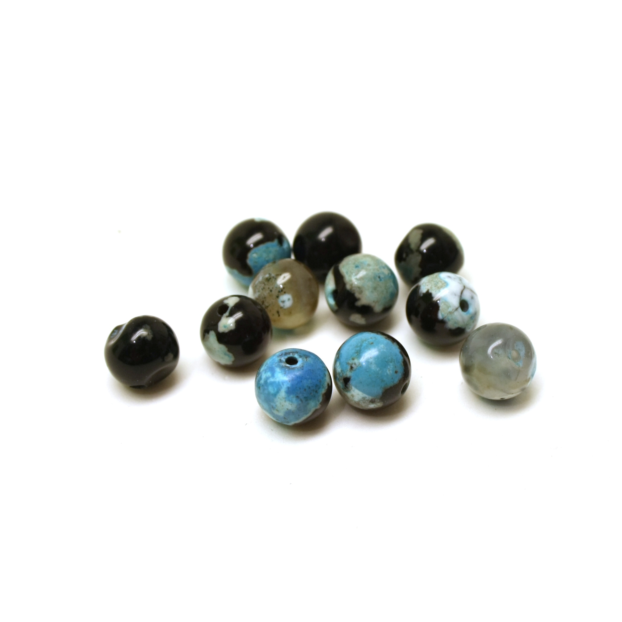 Kivihelmi 8mm 12kpl - Akaatti Ocean Blue