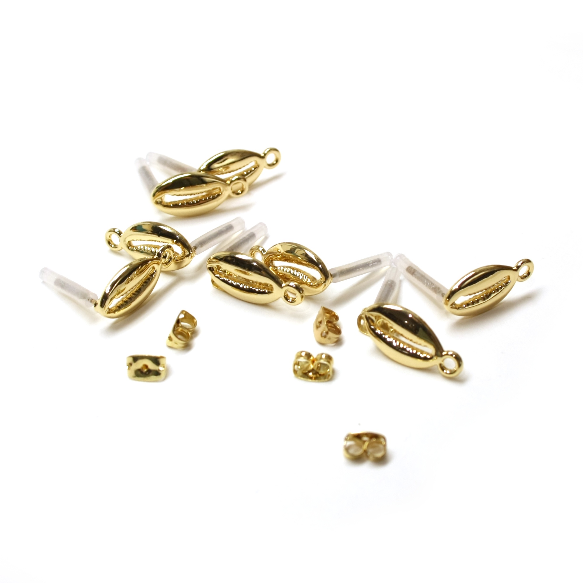 Korvakorunappi simpukkamalli - Kullansävy