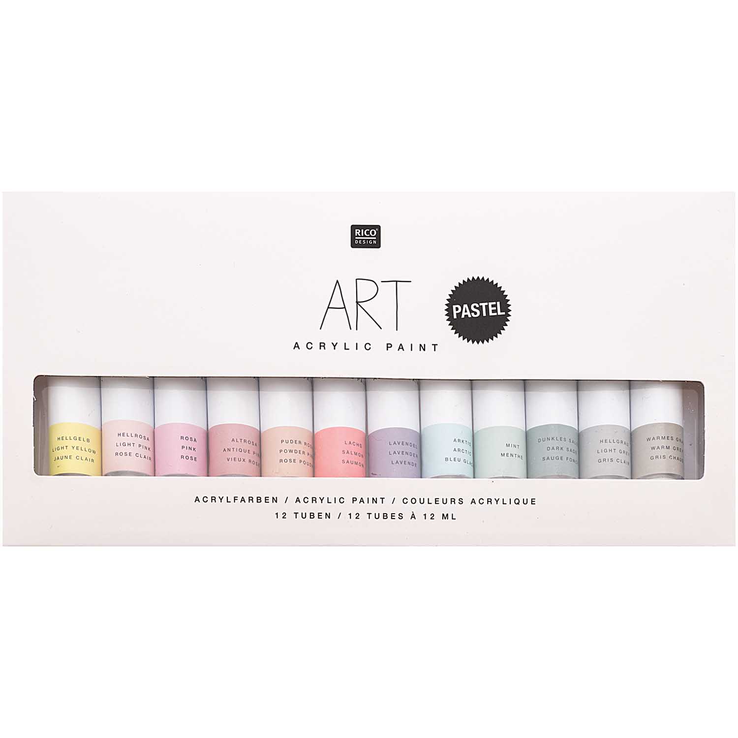 Art Akryylivärilajitelma 12x12ml - Pastellit