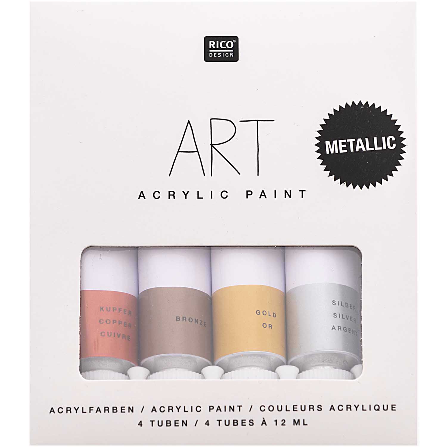 Art Akryylivärilajitelma 4x12ml - Metallic