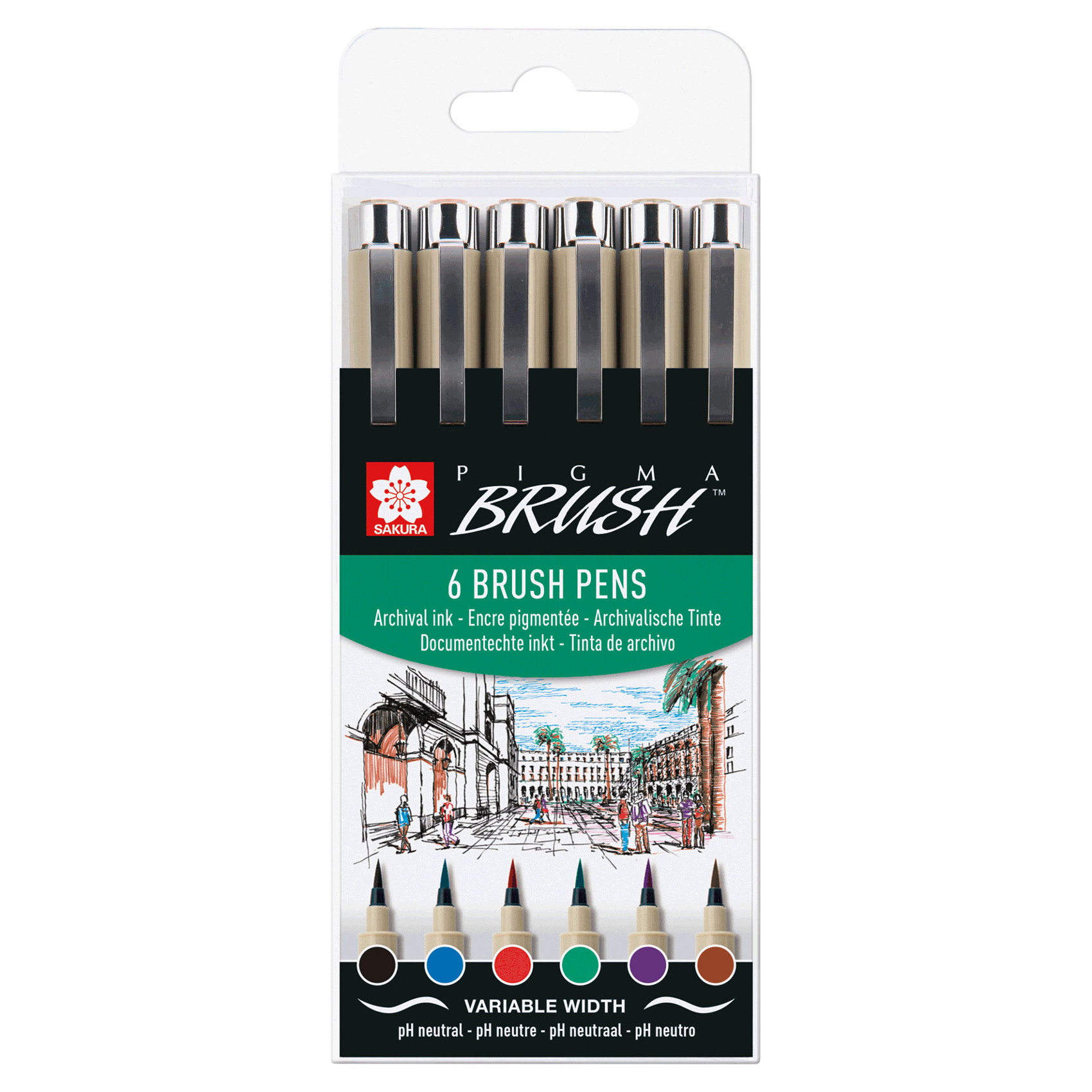Pigma Brush lajitelma - 6 sävyä