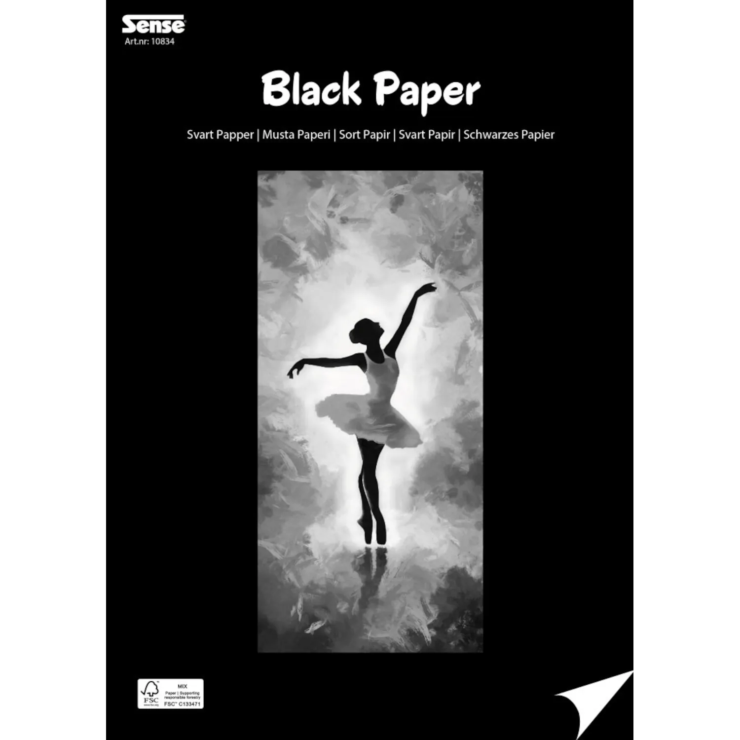 Sense värillinen paperi A4 30 arkkia - Musta