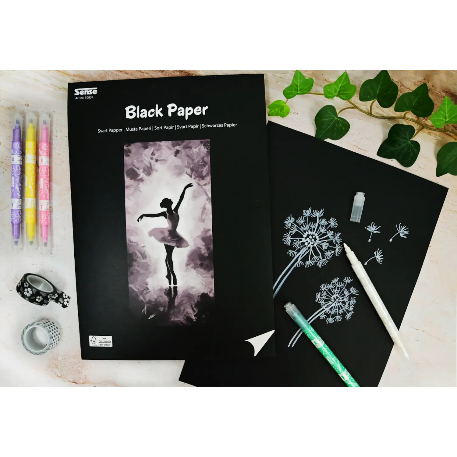 Alternative view of Sense värillinen paperi A4 30 arkkia - Musta