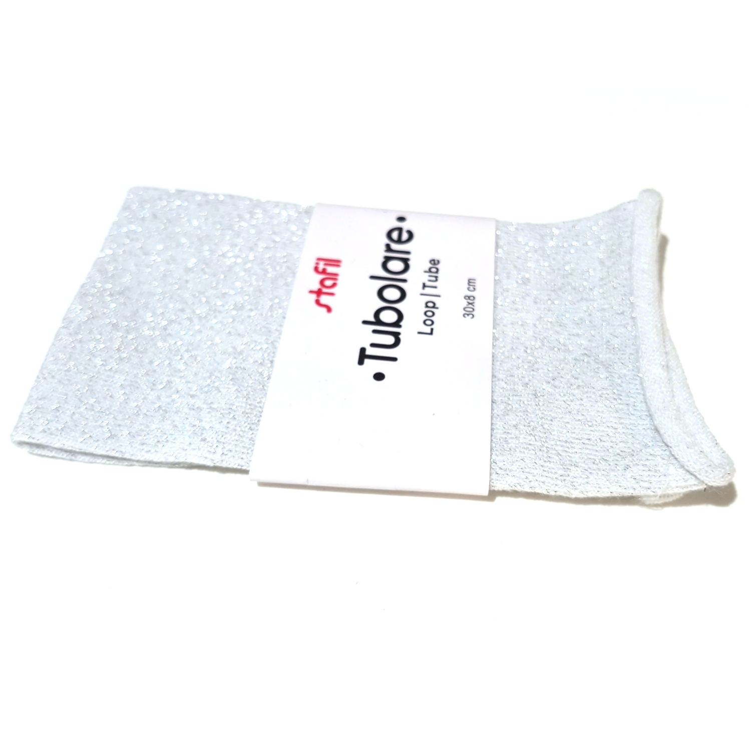 Kimalteinen kudosputki 8x30cm - Valkoinen/Hopea