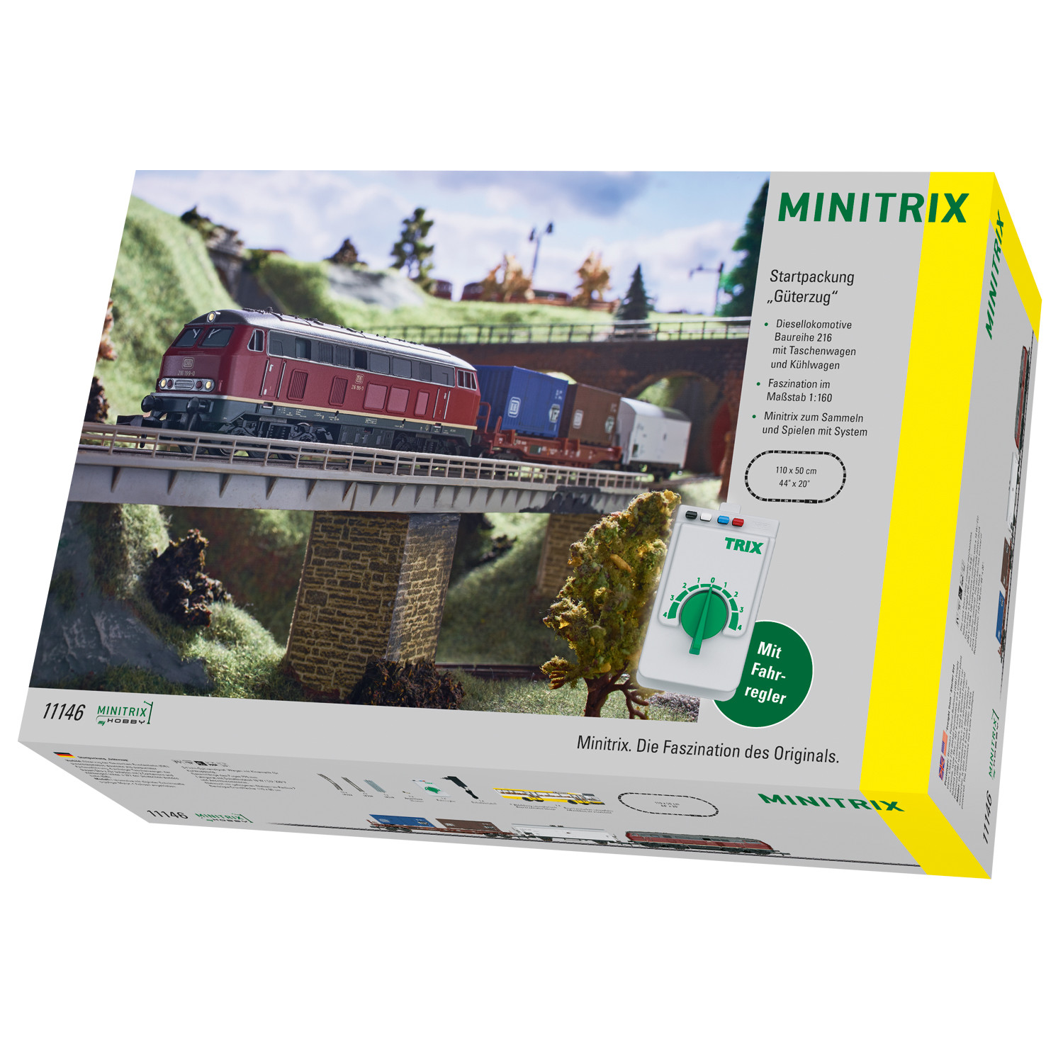 MiniTrix Analoginen Aloituspakkaus - DB Tavarajuna BR 216 dieselveturilla